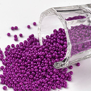 11/0 Grade A Round Glass Seed Beads, Baking Paint, Magenta, 2.3x1.5mm, Hole: 1mm, about 48500pcs/pound(SEED-N001-A-1073)