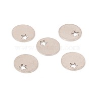 304 Stainless Steel Charms, Chain Extender Drop, Laser Cut, Flat Round with Star, Stainless Steel Color, 13x1mm, Hole: 4x4mm(STAS-WH0014-65P)