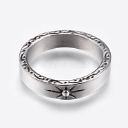 304 Stainless Steel Rings, Sun, Antique Silver, Size 8, 18mm(RJEW-G092-17-18mm)