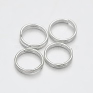 Brass Split Rings, Double Loops Jump Rings, Silver Color Plated, 8mm, Hole: 1mm, about 7mm inner diameter, about 3180pcs/500g(KK-E647-10S-8mm)