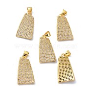 Brass Cubic Zirconia Pendants, Long-Lasting Plated, Lead Free & Cadmium Free, Real 18K Gold Plated, Trapezoid, Clear, 22x12x2mm, Hole: 4x4mm(KK-B047-16G)