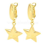 Rack Plating Brass Star Dangle Hoop Earrings, Long-Lasting Plated, Lead Free & Cadmium Free, Real 18K Gold Plated, 45x21mm(EJEW-A028-38G)