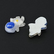 Space Theme Translucent Resin Cabochons, Spaceman Shape with Star Pattern, Blue, 27.5x20x8mm(RESI-WH0021-50D)