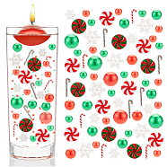 DIY Christmas Theme Vase Fillers for Centerpiece Floating Candles, Including Candy Cane & Snowflake Polymer Clay & Resin Cabochons, Round Plastic Beads, Nail Art Powder, Mixed Color(DIY-BC0009-61)