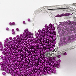 11/0 Grade A Round Glass Seed Beads, Baking Paint, Magenta, 2.3x1.5mm, Hole: 1mm, about 48500pcs/pound(SEED-N001-A-1073)