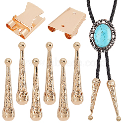 3Pcs Iron Bolo Tie Slide Clasps, with 6Pcs Alloy Cord Ends, for Bolo Tie Making, Light Gold, 30~52x25x9.5~11mm, Hole: 2.5mm, Inner Diameter: 3.5~5.5x5.5~17mm(FIND-ANB0003-18LG)