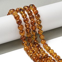 Natural Amber Beads Strands, Round, 7.5~8mm, Hole: 1mm, about 43~51pcs/strand, 14.2~15.16''(35.5~38.5cm)(G-K387-D02-02)