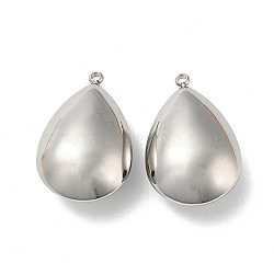 304 Stainless Steel Pendants, Teardrop Charms, Stainless Steel Color, 23x15x9mm, Hole: 1.2mm(STAS-L022-024P-01)
