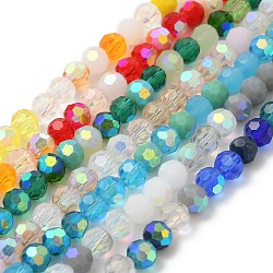 Electroplate Glass Beads Strands, Faceted(32 Facets), Half AB Color Plated, Round, Mixed Color, 6x5mm, Hole: 1.4mm, about 100pcs/strand, 20.87''(53cm)(EGLA-P048-AM)