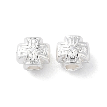 Alloy Spacer Beads, Long-Lasting Plated, Cross, Silver, 5.5x6x4.8mm, Hole: 2mm