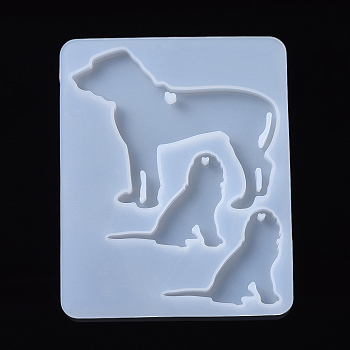 Dog Pendant Silicone Molds, Resin Casting Molds, For UV Resin, Epoxy Resin Jewelry Making, White, 105x84x5.5mm, Dog: 58.5x77.5mm, 35.5x42.5mm and 34.5x42.5mm