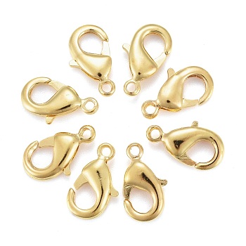 Brass Lobster Claw Clasps, Parrot Trigger Clasps, Cadmium Free & Nickel Free & Lead Free, Golden, 12x7x3mm, Hole: 1mm
