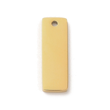 Ion Plating(IP) 304 Stainless Steel Pendants, Stamping Blank Tag, Rectangle Charm, Real 18K Gold Plated, 18x6x1.5mm, Hole: 1.2mm