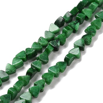 Natural Calcite Beads Strands, Dyed, Triangle, Dark Green, 5.5x6x3.5mm, Hole: 0.8mm, about 81pcs/strand, 15.94 inch(40.5cm)