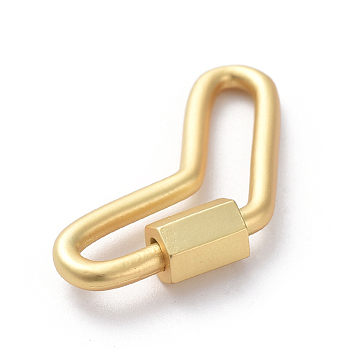 Brass Screw Carabiner Lock Charms, for Necklaces Making, Long-Lasting Plated, Matte Style, Heart, Real 18K Gold Plated, 25.2x12.7x2mm
