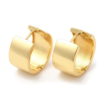 Rack Plating Brass Plain Thick Hoop Earrings, Real 16K Gold Plated, 17x18mm