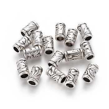 Antique Silver Tibetan Style Alloy European Beads, Lead Free & Cadmium Free, Column, about 11.5mm long, 7mm wide, hole: 4.5mm