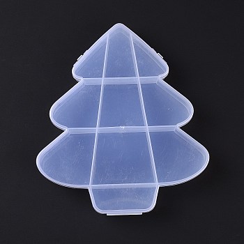 10 Grids Transparent Plastic Box, Christmas Tree Shaped Bead Containers for Small Jewelry and Beads, WhiteSmoke, 18x15.9x2.5cm, Inner Diameter: 22~52x27~59x22mm 