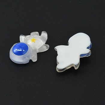 Space Theme Translucent Resin Cabochons, Spaceman Shape with Star Pattern, Blue, 27.5x20x8mm