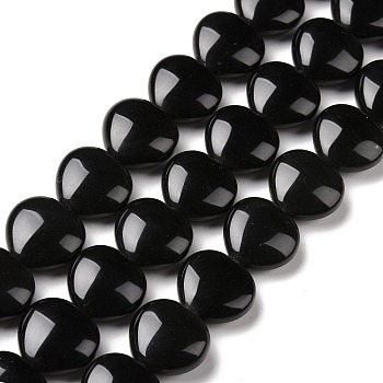 Natural Obsidian Beads Strands, Heart, 19x20x10mm, Hole: 1.4mm, about 21pcs/strand, 16.34 inch(41.5cm)