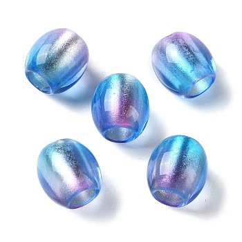 Painted Acrylic Beads, with Glitter Powder, Oval, Deep Sky Blue, 11x11.5mm, Hole: 5mm