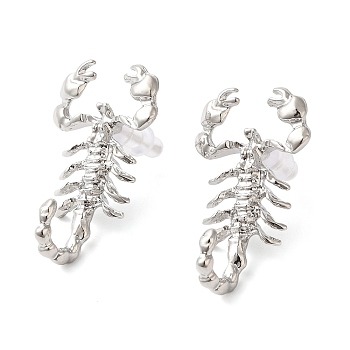 Alloy Ear Studs, Scorpion, Silver, 31.5x19.5mm