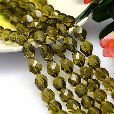 13mm Olive Polygon Glass Beads