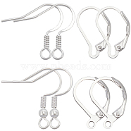 40Pcs 4 Style Brass & 304 Stainless Steel Earring Findings, Earring Hooks & Leverback Earring Findings, 925 Sterling Silver Plated, 16~20x10~20x1.5~3mm, Hole: 2mm, Pin: 0.7~0.8mm, 10Pcs/style(KK-BBC0012-60)