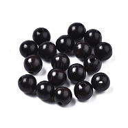 Undyed Natural Ebony Wood Beads, Waxed, Round, Lead Free, Black, 6mm, Hole: 1.4mm, about 3350pcs/500g(WOOD-Q046-03A-01)