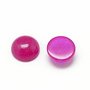 Natural White Jade Cabochons, Dyed, Half Round/Dome, Medium Violet Red, 12x5mm(X-G-T073-23)