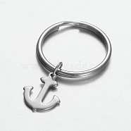 Stainless Steel Anchor Keychain, Stainless Steel Color, 43mm(KEYC-JKC00046-03)
