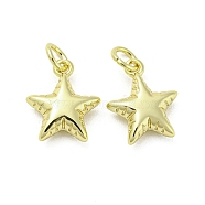 Rack Plating Brass Pendants, with Jump Ring, Cadmium Free & Lead Free, Long-Lasting Plated, Star Charms, Real 18K Gold Plated, 13x11x4.5mm, Hole: 3mm(FIND-Z024-05G)