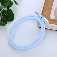 Adjustable ABS Plastic Oval Embroidery Hoops, Embroidery Circle Cross Stitch Hoops, for Sewing, Needlework and DIY Embroidery Project, Light Sky Blue, 100x80mm(TOOL-PW0003-016C)