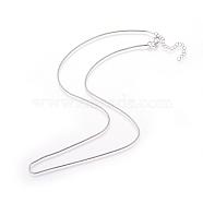 Brass Round Snake Chains Necklace Making, Platinum, 17.72~18.11 inch(45~46cm), 1mm(CHC-E017-01P)