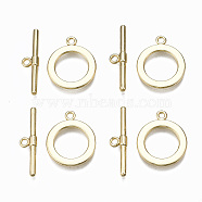 Alloy Toggle Clasps, Cadmium Free & Nickel Free & Lead Free, Ring, Real 16K Gold Plated, Ring: 19.5x16x1mm, Hole: 1.6mm, Bar: 24x6x2.5mm, Hole: 1.6mm(PALLOY-Q441-018-NR)