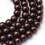 Baking Painted Pearlized Glass Pearl Round Bead Strands, Saddle Brown, 10~11mm, Hole: 1.5mm, about 80~85pcs/strand, 31.4 inch1.5mm(HY-Q003-10mm-40)