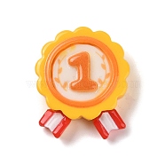 Teachers' Day Opaque Resin Decoden Cabochons, Badge Number 1, Yellow, 28.5x24x8.5mm(RESI-R447-04B)