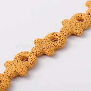 Synthetic Lava Rock Bead Strands, Female Gender Sign, Dyed, Gold, 38x34x8mm, Hole: 1mm, about 12pcs/strand, 16.1 inch(G-N0094-13)