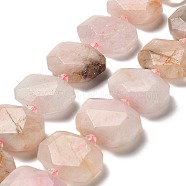 Natural Morganite Beads Strands, with Glass Beads, Faceted, Rectangle, 20.5~22.5x15.5~16.5x6.5~7.5mm, Hole: 1.6mm, about 21pcs/strand, 15.12~15.28''(38.4~38.8cm)(G-H078-B20-01)