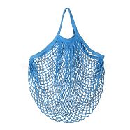 Portable Cotton Mesh Grocery Bags, Reusable Net Shopping Handbag, Blue, 48.05cm, Bag: 38x36x1cm. (ABAG-H100-B07)