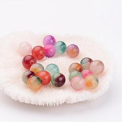 Two Tone Natural Jade Beads, Dyed, Round, Mixed Color, 10mm, Hole: 1mm(X-G-R165-10mm-M1)