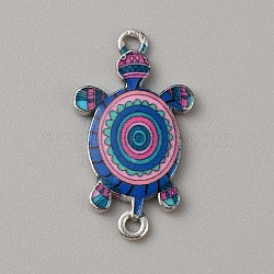 Alloy Enamel Connector Charms, Turtle Links, Platinum, Royal Blue, 27.5x15.5x2mm, Hole: 1.4mm and 1.6mm(ENAM-WH0061-47J)