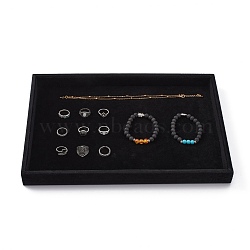 Synthetic Wood Jewelry Displays, Covered with Velvet, Black, 350x240x32mm(ODIS-N008-06A)