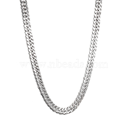 201 Stainless Steel Curb Chain Necklaces, Stainless Steel Color, 20.08 inch(51cm)(NJEW-Q336-06A-P)