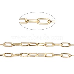 Ion Plating(IP) 304 Stainless Steel Paperclip Chains, Soldered, with Spool, Golden, 3x1~1.3x0.3mm, about 65.61 Feet(20m)/roll(CHS-F010-01A-G)