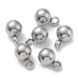 Tarnish Resistant 304 Stainless Steel Pendants, Round, Stainless Steel Color, 9x6mm, Hole: 2mm(STAS-E037-2)