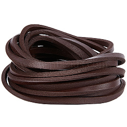 Flat Cowhide Leather Cord, for Jewelry Making, Coconut Brown, 7x4mm(WL-GF0001-10B-03)