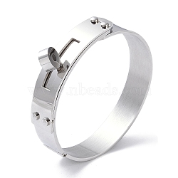 Donut 304 Stainless Steel Bangles, Stainless Steel Color, 1/2 inch(1.3cm), Inner Diameter: 1-7/8x2-1/4 inch(4.9x5.7cm)(BJEW-G700-07A-P)