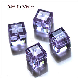 Imitation Austrian Crystal Beads, Grade AAA, Faceted, Cube, Lilac, 8x8x8mm(size within the error range of 0.5~1mm), Hole: 0.9~1.6mm(SWAR-F074-8x8mm-04)