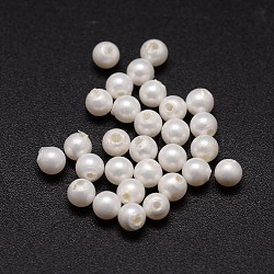 Shell Pearl Beads, Round, Grade A, Half Drilled, White, 5mm, Hole: 1mm(X-BSHE-L031-01-5mm)
